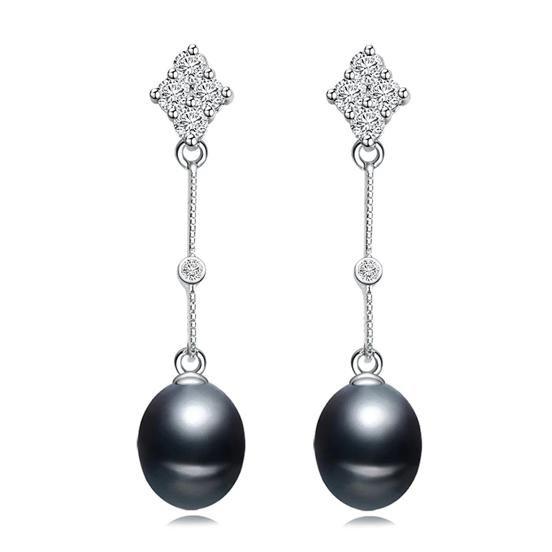 black pearl earring Богемные жемчужные серьги, 925 серебряные ювелирные изделия, серьги из натурального пресноводного жемчуга для женщин, трендовые свадебные подарки для девушек, белые капли воды - Цвет камня: black pearl earring