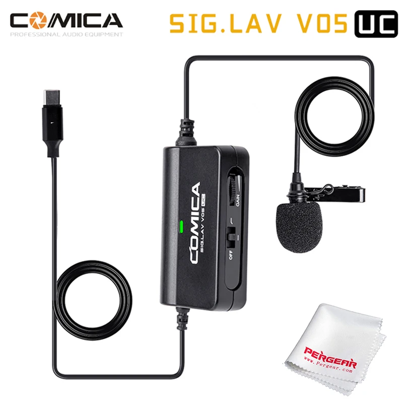 

COMICA SIG LAV V05 UC клип на всенаправленный Lavalier микрофон с бесступенчатым контролем усиления в режиме реального времени для устройств с USB-C порта...