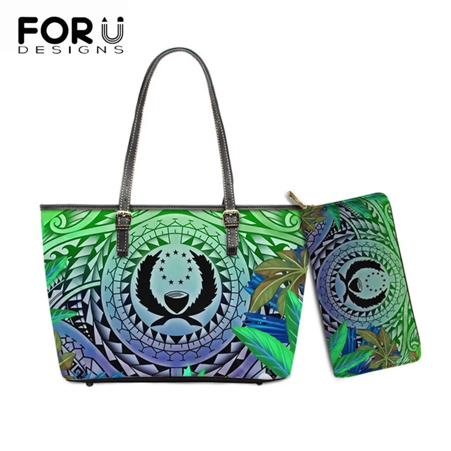 

FORUDESIGNS Female Tote Bags Gradient Polynesian Pohnpei Tribal Design Women Bag Famous Brand Shoulder Bag Ladies Bolsos Stylish