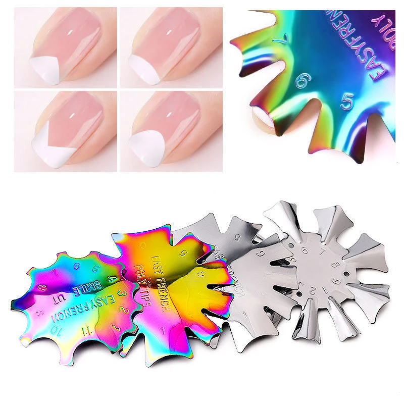 

New 9 Sizes Easy French Smile Cut V Line Tips Manicure Edge Trimmer Nail Cutter Acrylic French Nails Template Tools
