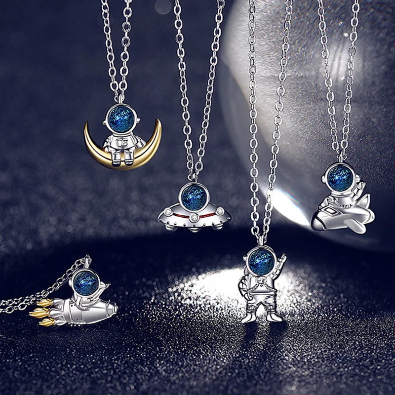 Модное ожерелье с подвеской в виде Луны и звезды кристаллом космический человек