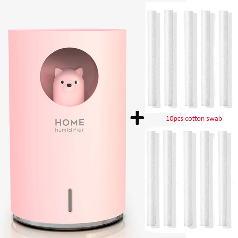 Pink Bear 10filter Домашний увлажнитель 700 мл большой Ёмкость USB воздушный увлажнитель воздуха Арома-диффузор для эфирных масел с Цвет светодиодный светильник очиститель воздуха распылитель, распылитель - Цвет: Pink Bear 10filter
