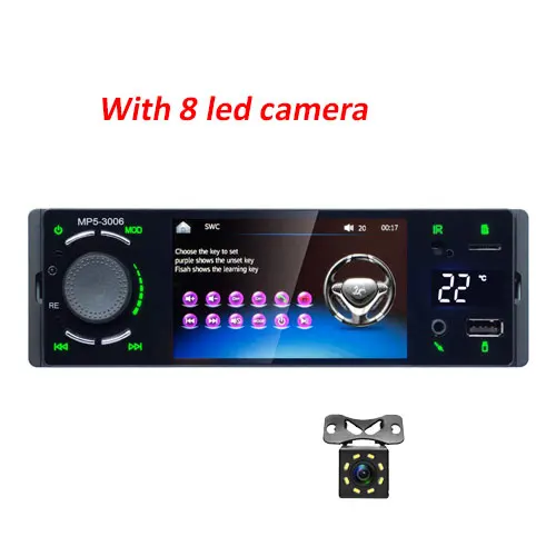 with 8 IR camera Camecho 1 din Авторадио Автомагнитола 4," сенсорный экран авто аудио Bluetooth стерео FM Aux-IN вход 1DIN MP5 мультимедийный плеер - Цвет: with 8 IR camera