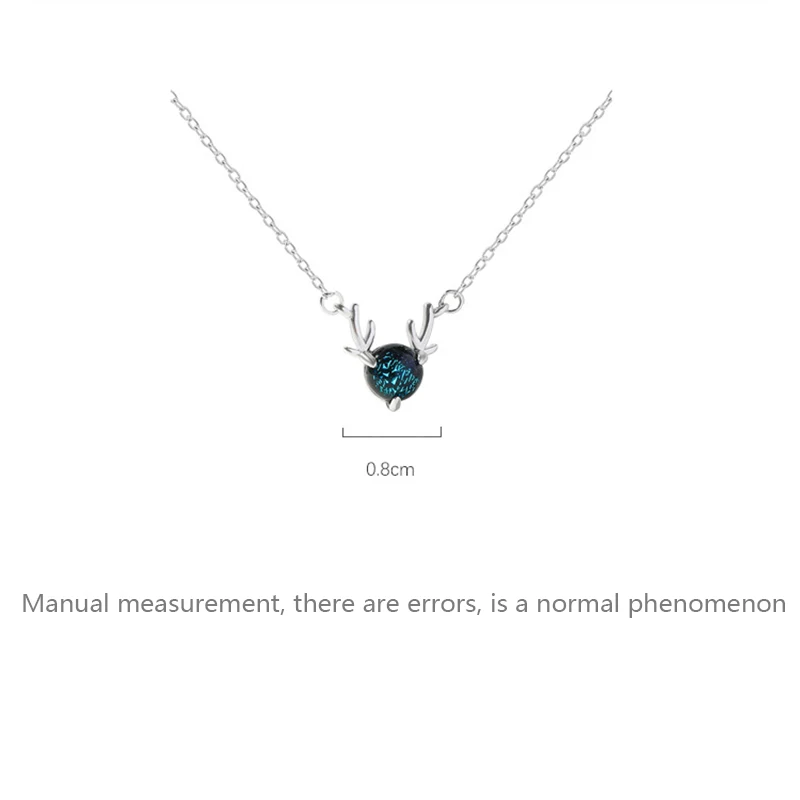

925 Sterling Silver Pin Glass Antler Necklace Creative Fashion Versatile Trendy Neckchain Simple Niche Design Clavicle