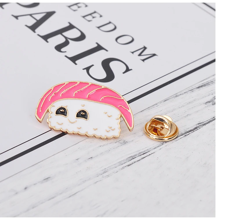 7 Style Collection Enamel Pins Brooches for Women Backpack Clothes Lapel Pin Sushi Salmon Brooch Badges Creative Cartoon Jewelry