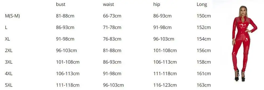 

S-5XL Sexy Lingerie Red Black Female Faux Leather Catsuit PVC Latex Bodysuit Front Zipper Open Crotch Stretch Jumpsuits
