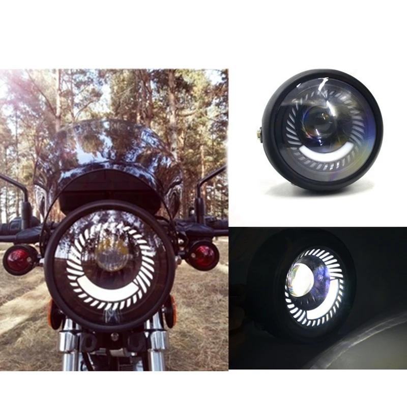 

Universal 12V Motorcycle Round Headlight Turn Signal Light HeadLight Lamp for Bobber Honda Yamaha Kawasaki Cafe Racer