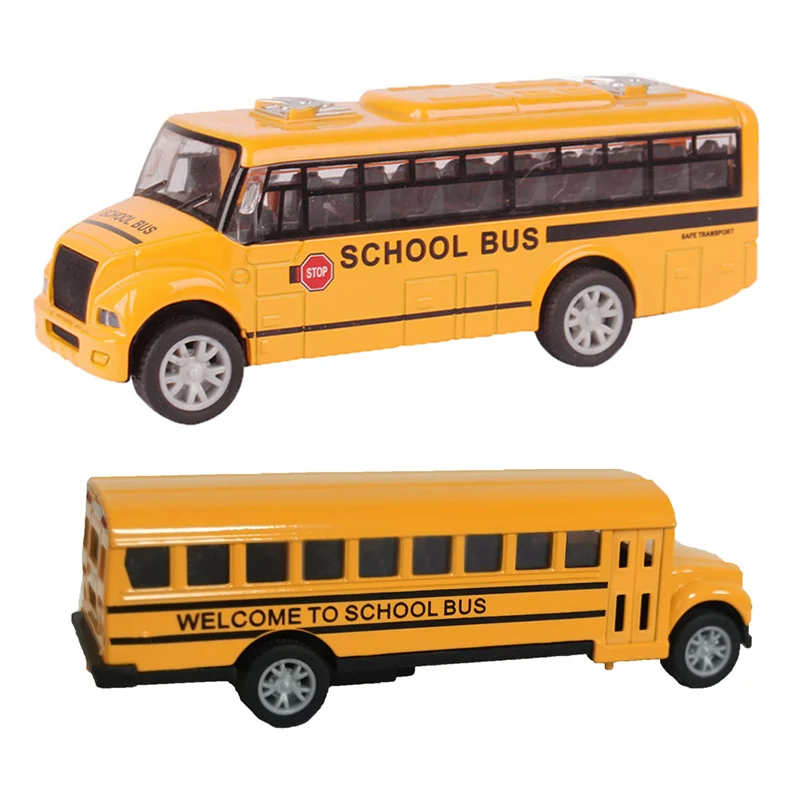 

School Bus Toy Vehicles Yellow Large Pull Back Bus With Sounds And Lights Openable Doors Pull Back Toy For Kids Christmas Gifts