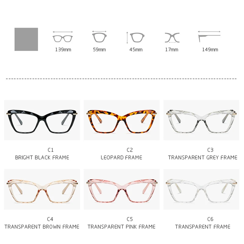 

Long Keeper Spring Fashion Unique Faceted Eyeglasses Frame Women Reading Transparent Sexy Cat Eye Glasses UV400 oculos de dol