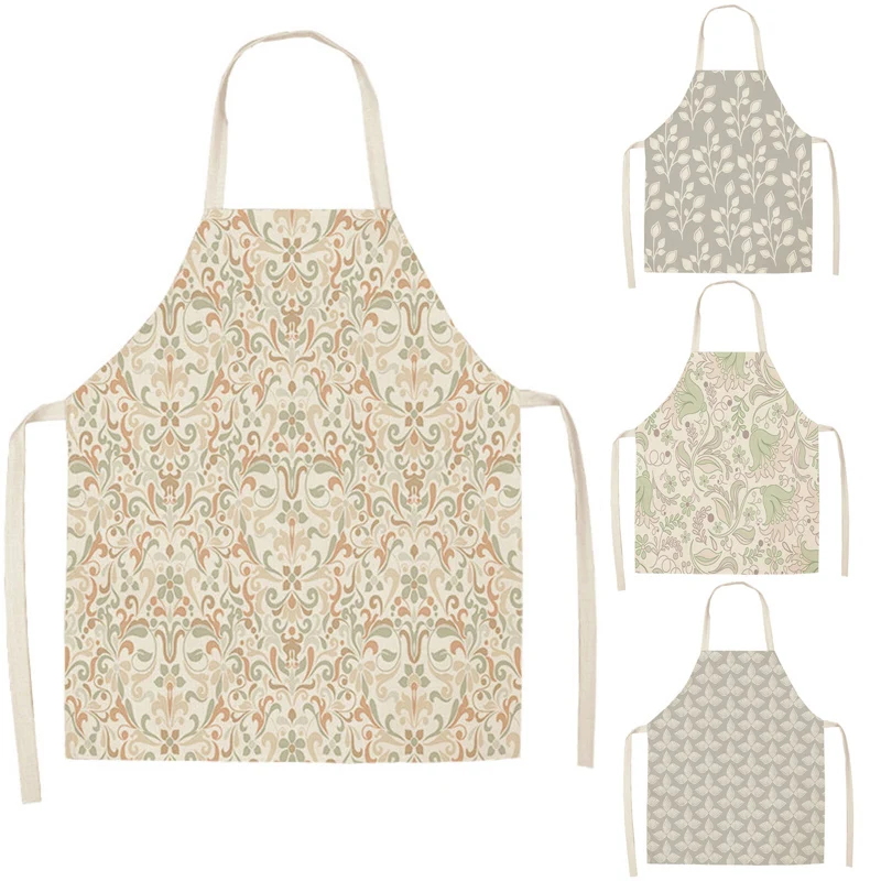 1 шт. листья Кухонный Фартук с узором для Для женщин из хлопка и льна нагрудники