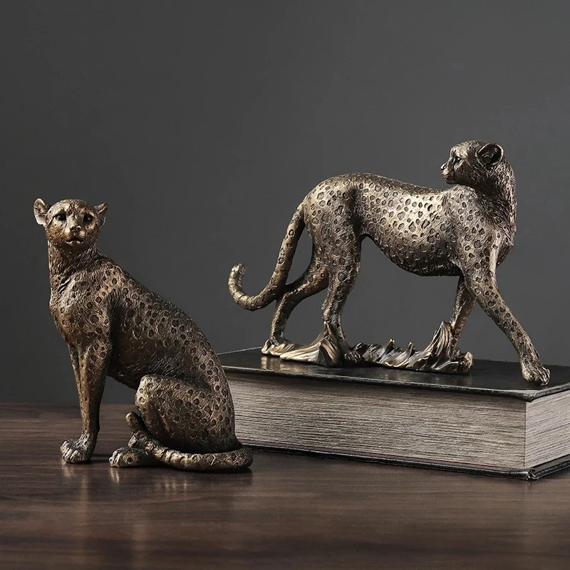 

African Leopard Statue Resin Crafts Decoration Home Sculpture Animal Model Desktop Furnishings