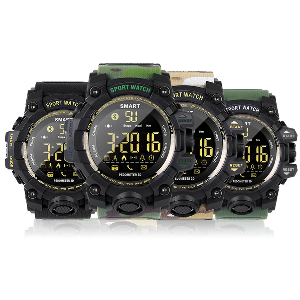 

EX16S Sports Watch IP68 Waterproof Long Standby Multifunctional Outdoor Night Light Pedometer Remote Camera Alarm Convenient