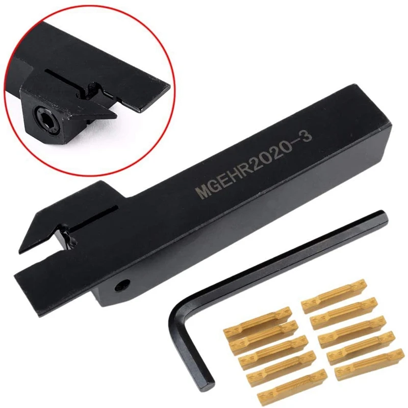 

10Pcs Mgmn300-M Inserts + Mgehr2020-3 Right Hand Toolholder Boring Bar with Wrench for Lathe Cutting Turning