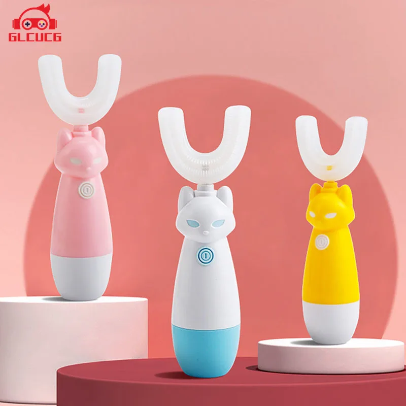 

GLCUCG Children's Smart Push-Button Sonic Electric Toothbrush Baby Child TrainingCleaning Cartoon AutomaticToothbrush with Mouth