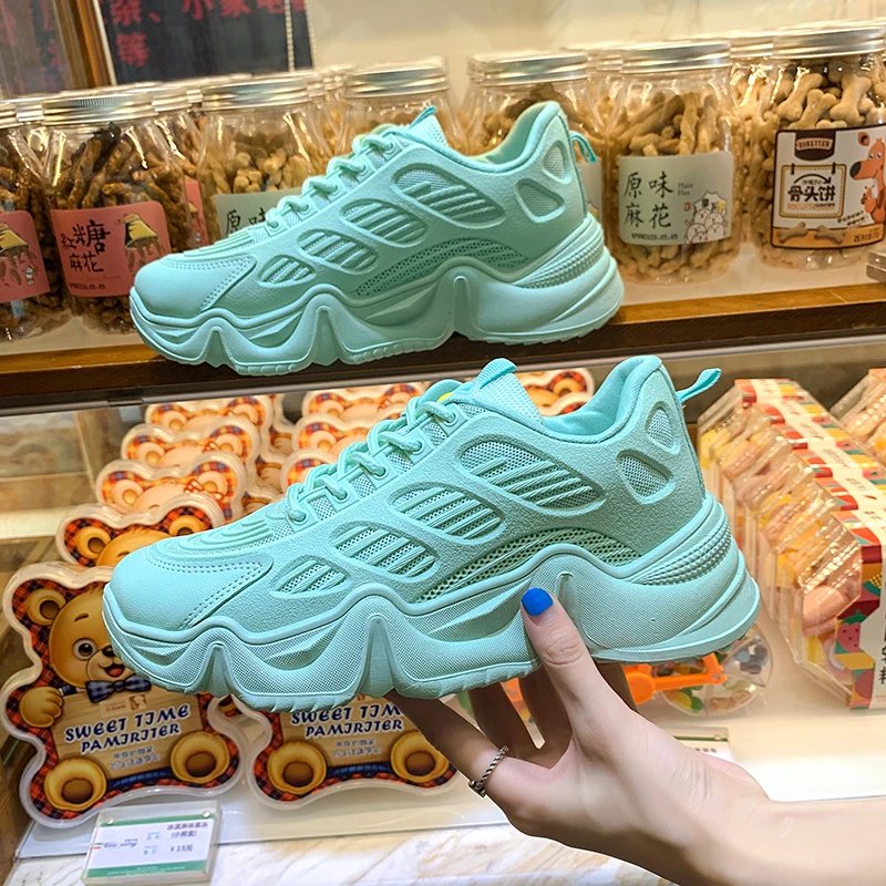 

Sneakers Women Shoes Woman Vulcanized Shoes Mesh Lace Up Stretch Fabric Platform Casual Shoes Female Breathable Ladies Flats