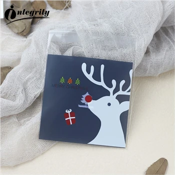 {D& P 100pcs 10X10+ 3 см Рождество печенья конфеты упаковки хлеба самоклеящаяся Пластик печенье закуски выпечка посылка милые сумки через плечо - Цвет: CUTE 7