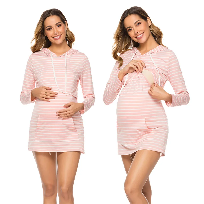 Модная Толстовка для беременных и кормящих грудью Осенняя мам с длинным рукавом