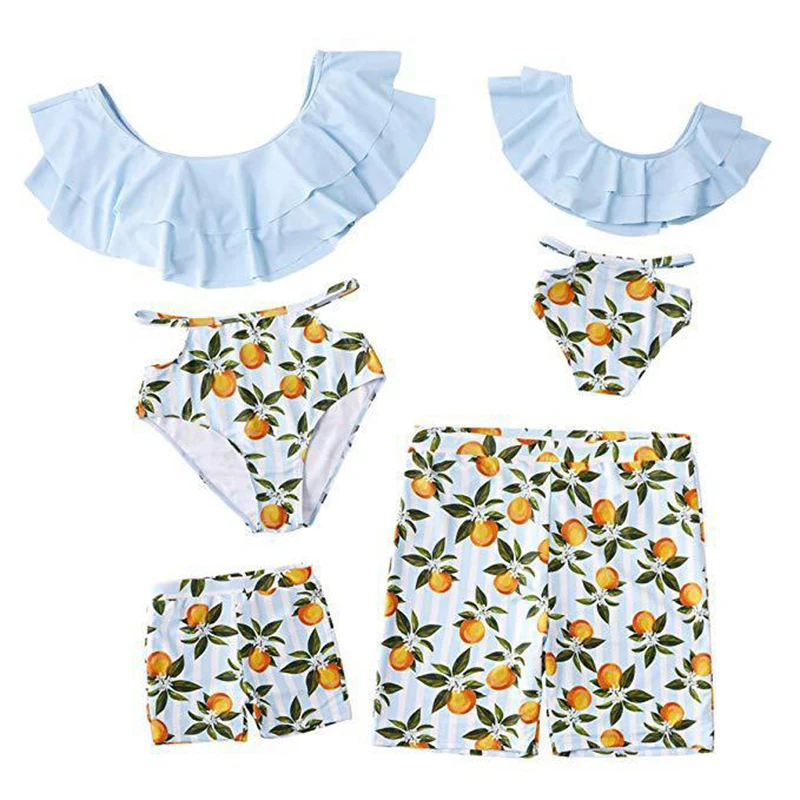 Одинаковые купальники для всей семьи бикини мамы и дочки женский купальник с