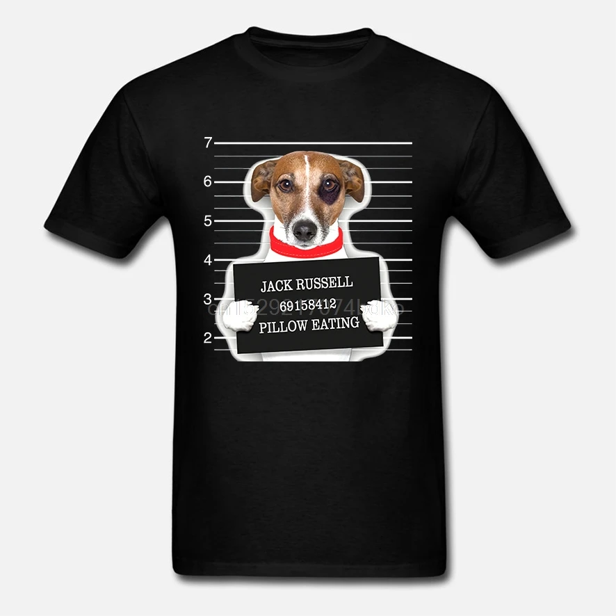 Мужская футболка Jack Russell Mugshot Pillow Eating Dog с круглым вырезом и короткими рукавами