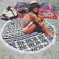 150cm tassel giant beach blanket donut pizza picnic camping mat round sandbeach towel printed cloth pad shawl mattress