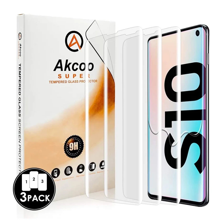 

3pieces 3D Curved Tempered Glass for Samsung Galaxy S10 UV Screen Protector Touch Sensitive Case Friendly