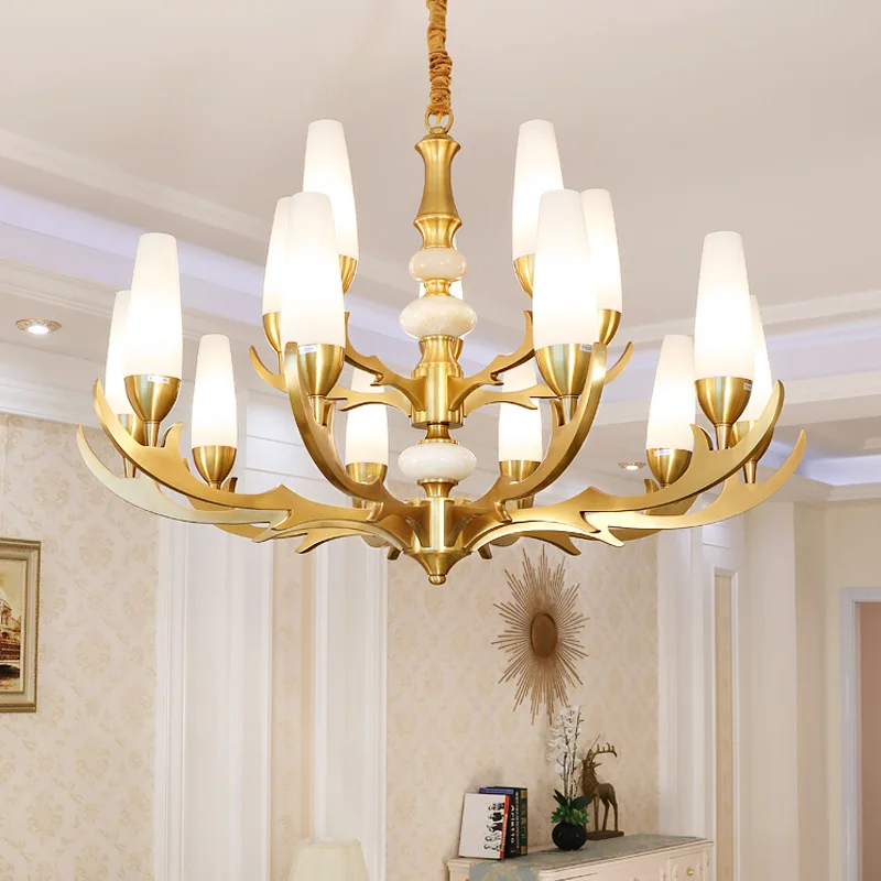 Пост современные роскошные Медь черный люстра освещение для Спальня светильник