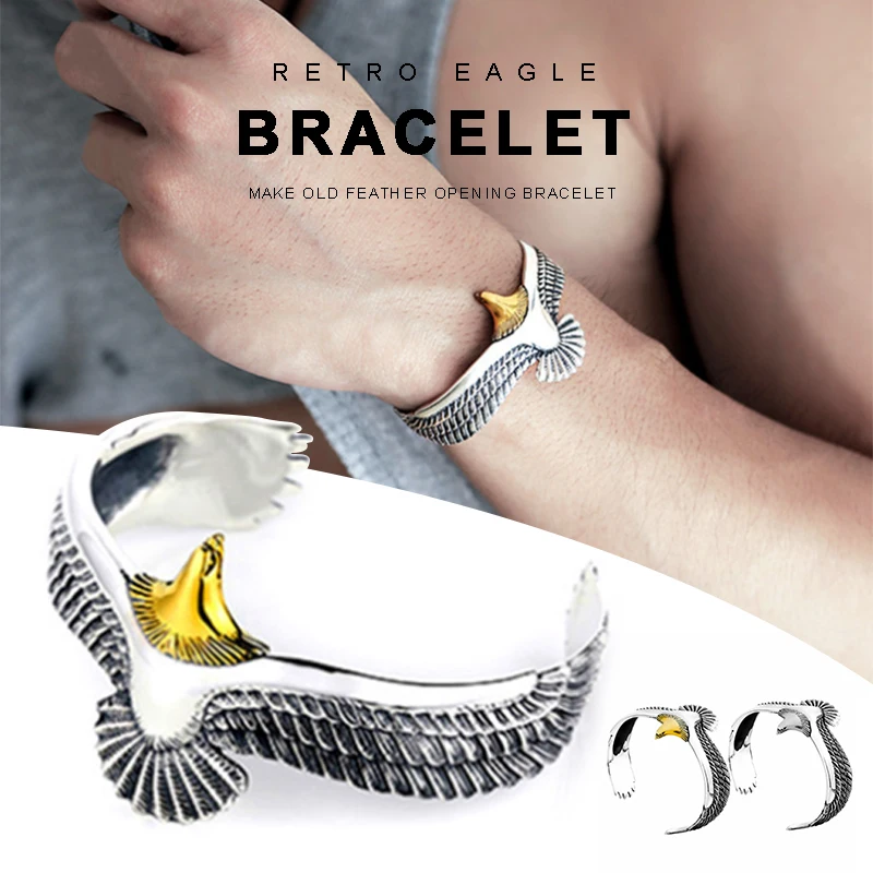 Браслет манжета с орлом для мужчин и женщин винтажный креативный подарок Модная