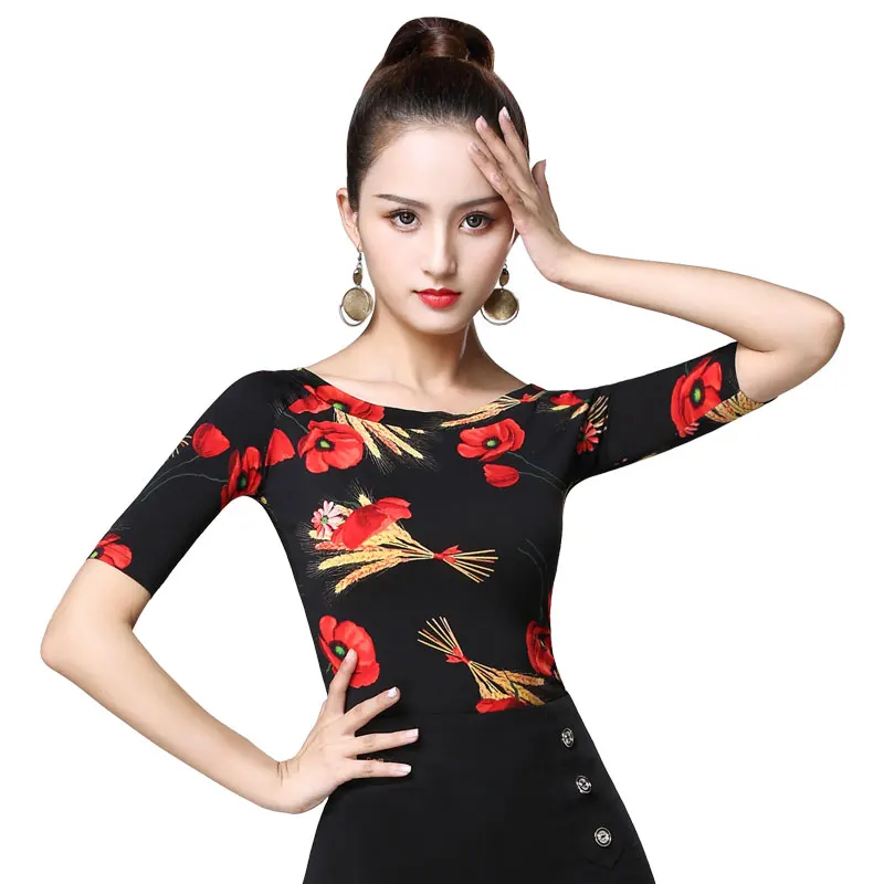 Женские топы для латинских танцев с принтом взрослых новинка 2020|Бальные танцы| |