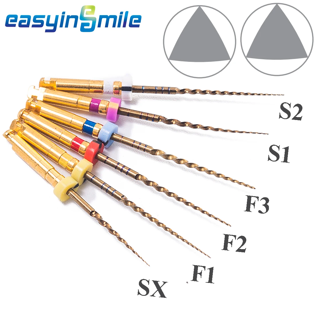 6 Files/pack Dental Endodontic Rotary Files EASYINSMILE Root Canal NITI Pro Large Gold Taper SX S1 S2 F1 F2 F3 25MM 21MM 31MM