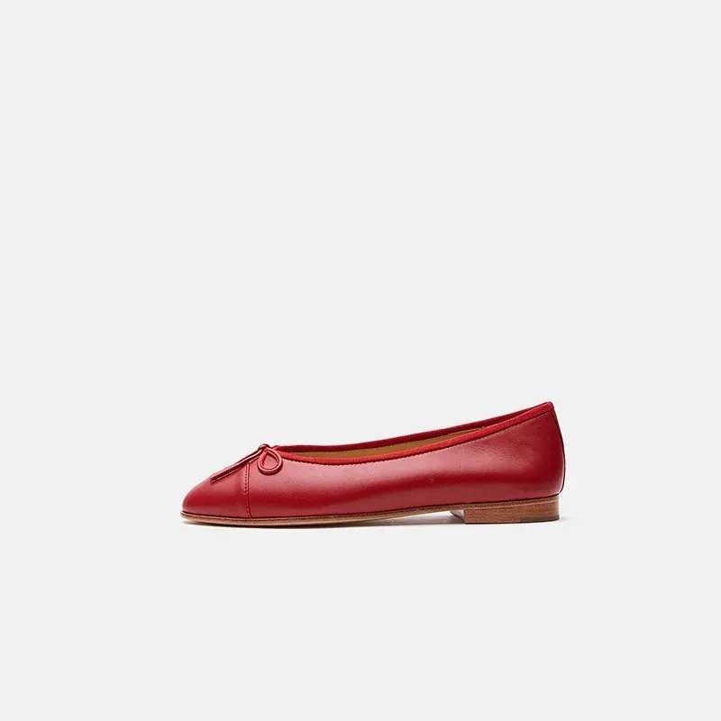 Red Matte Женская обувь; Лидер продаж; дышащая обувь; женская обувь из натуральной кожи; Новые Модные балетки на плоской подошве для женщин; большие размеры 34-42 - Цвет: Red Matte