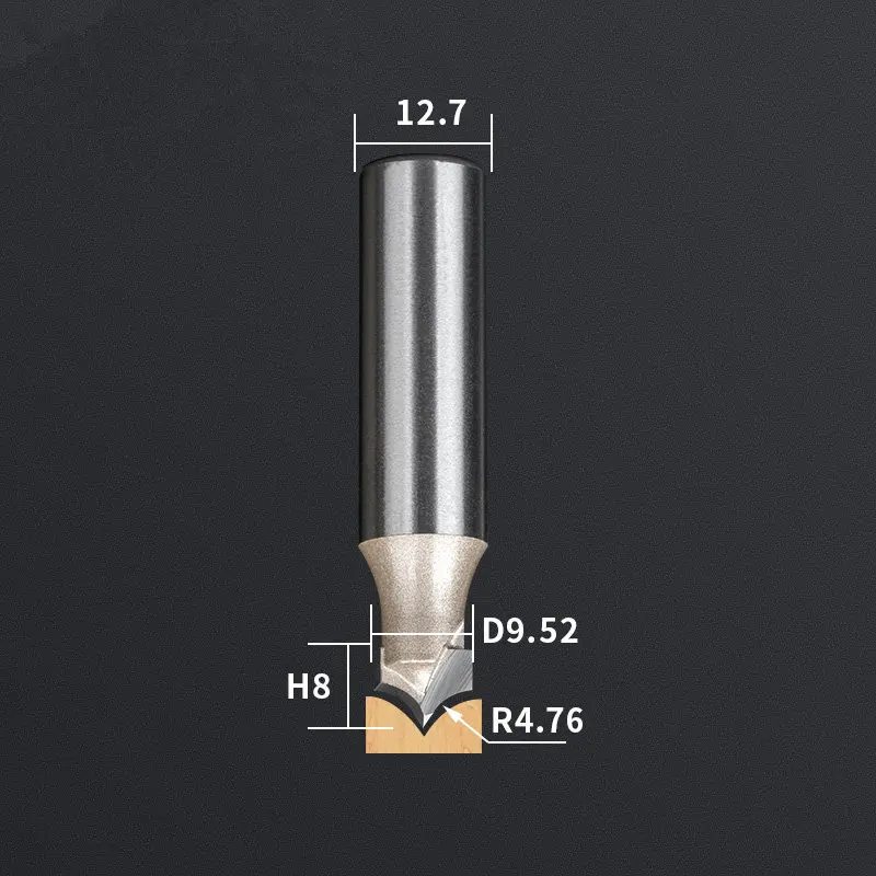 12,7 мм shank-1PCS, станок с ЧПУ деревообрабатывающий фрезерный станок, вольфрамовая твердосплавная Концевая фреза, NeedleNose Гравировальный Бит, МДФ, Деревянный инструмент - Длина режущей кромки: JZD12.7x9.52
