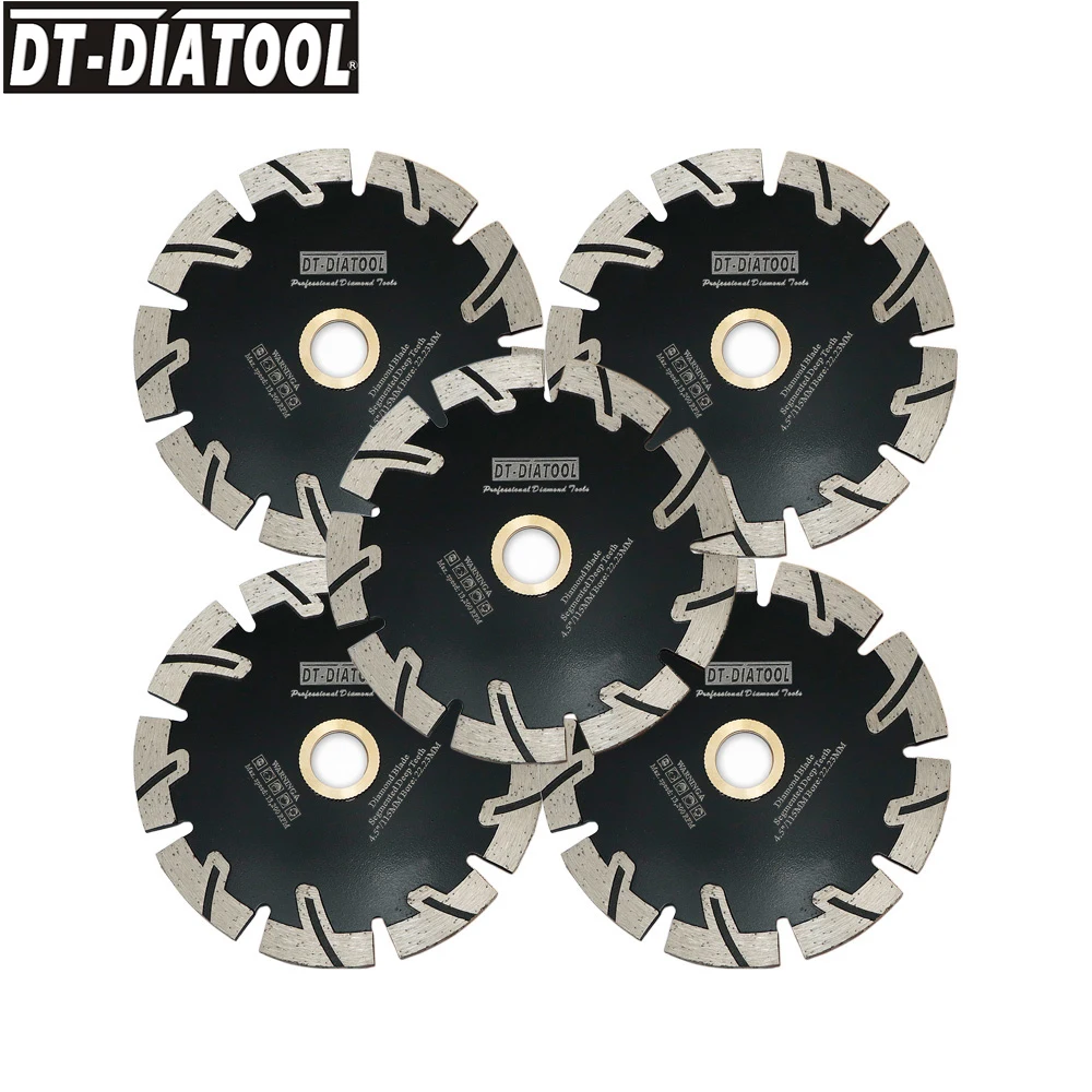 DT-DIATOOL 5pcs Hot pressed Segmented Deep Teeth Diamond Saw Blades Granite Marbel Blade Stone Concrete Cutting Discs