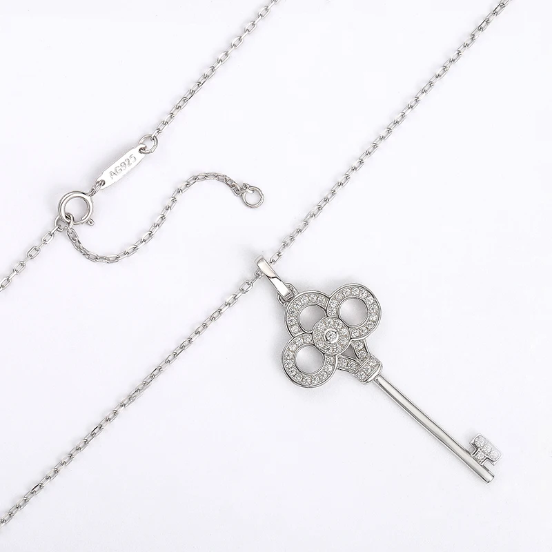

Stylish iris heart crown key necklace s925 sterling silver sunflower key exquisite sweater chain pendant
