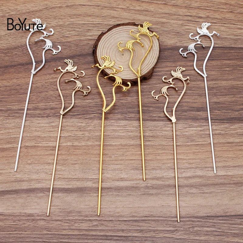 

BoYuTe Wholesale (5 Pairs/Lot ) 47*63MM Metal Alloy Bird Hair Stick Vintage Diy Hand Made Hair Accessories for Women