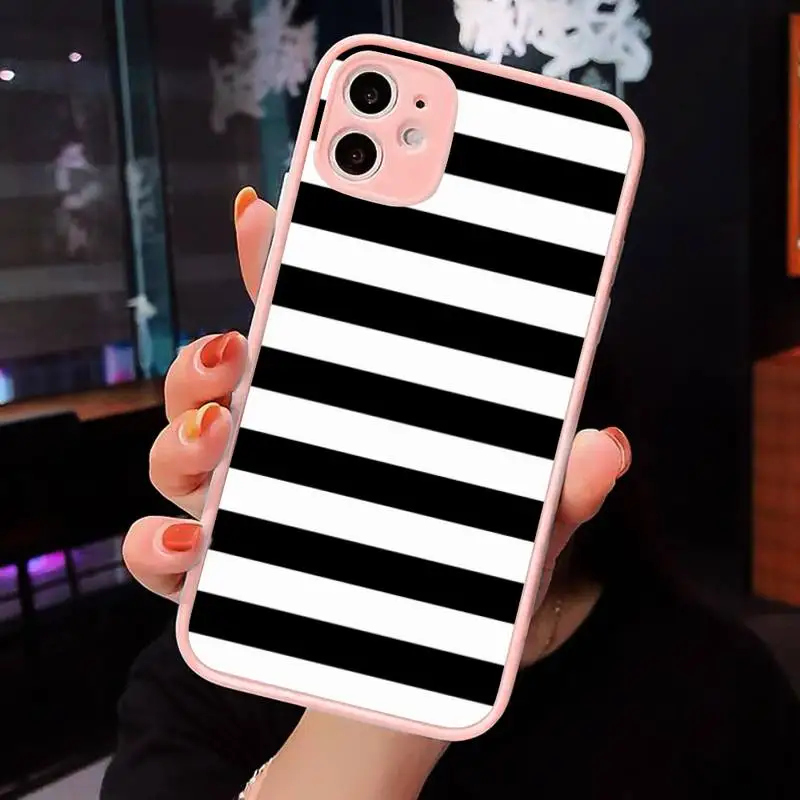 

Beautiful Stripe Phone Case For iPhone 12 11 Mini Pro XR XS Max 7 8 Plus X Matte transparent Pink Back Cover
