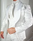 Новое поступление, мужские смокинги для жениха с одной кнопкой, мужские костюмы для свадьбывыпускного вечера, блейзер (пиджак + брюки + жилет + галстук) B144