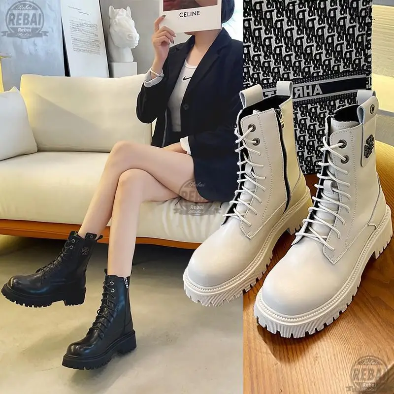 

Женские ботинки до середины икры, на шнуровке, на молнии, спортивная обувь на платформе и каблуке, сезон осень-зима, 2021