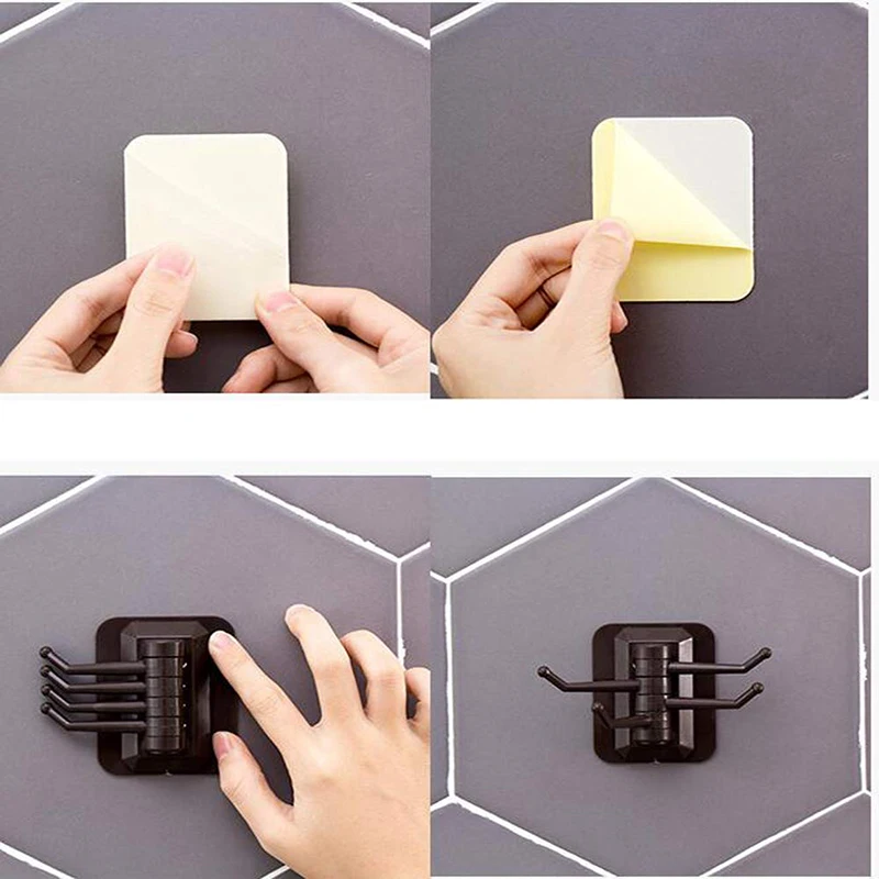 Настенная компактная 4 крючка без винтов и треков крючки для ванной ganchos kitchen