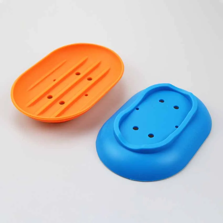 

Fashion Silicone Flexible Soap Dish Plate Bathroom Soap Holder Travel Holder Dish New Candy Color Bathroom Soap Dish Tray