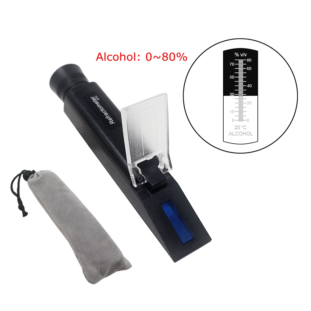 Handheld 0-80% Alcohol Refractometer Liquor Concentration Distilled Liquor Tester Meter Densimeter Alcohol ATC Refrectometer