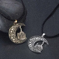 cxwind fashion vintage muslim crescent moon and mosque islamic pendant necklaces men charm pendants amulet rune jewelry