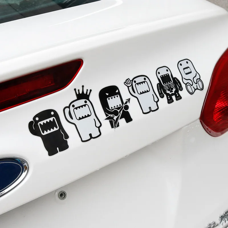 Noizzy Domo Kun забавная Автомобильная наклейка, мультяшная Автомобильная наклейка, милая шестерня, виниловая Светоотражающая черно-белая накладка на окно, тюнинг автомобиля