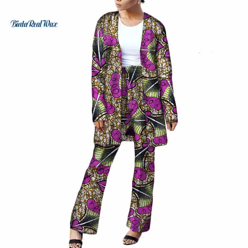 African Top and Pants Sets for Women 2 Pieces Bazin Riche Dashiki Clothing Print Long Shirts WY3593 | Тематическая одежда и