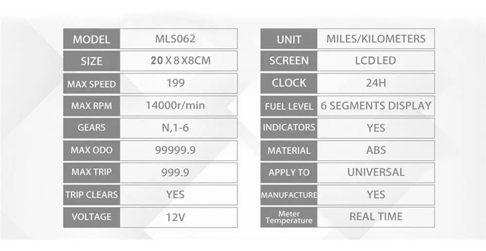 

High Quality Motorcycle Lcd Colors Display Odometer Water Temperature Digital Speedometer Universal Motorcycle Accessories