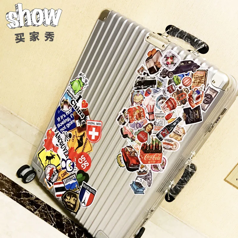 

17PCS Luggage sticker Nostalgic vintage items suitcase stickers waterproof notebook skateboard trolley case stickers