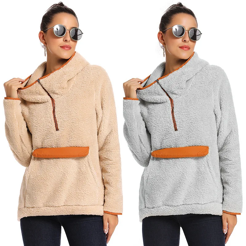 Женская толстовка с капюшоном и длинным рукавом из искусственного меха|Женские