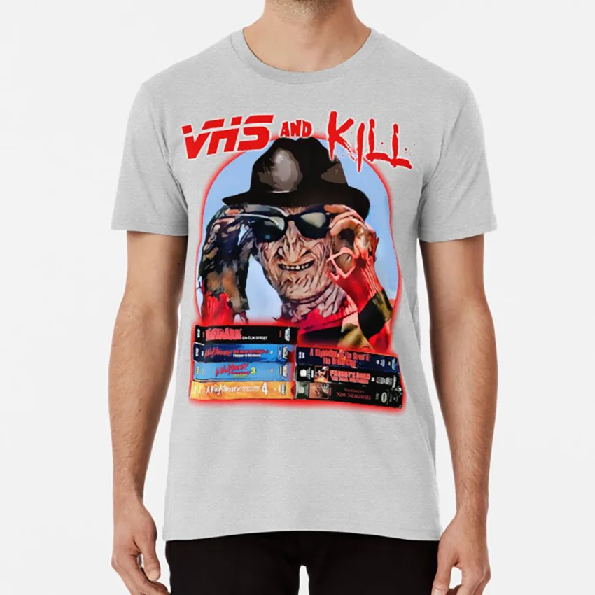 VHS и Kill футболка vhs kill slasher freddy krueger 80s a Кошмар на улице Вязов ужас pop|Мужские