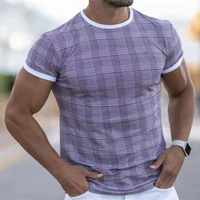 new men grid fitness short sleeve t shirt male bodybuilding workout tees tops clothes men apparel summer casual fashion t shirt
