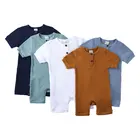 Летняя одежда для новорожденных, модная однотонная одежда для малышей, комбинезоны для мальчиков, хлопковый комбинезон с коротким рукавом для младенцев, комбинезон для мальчиков от 0 до 24 месяцев