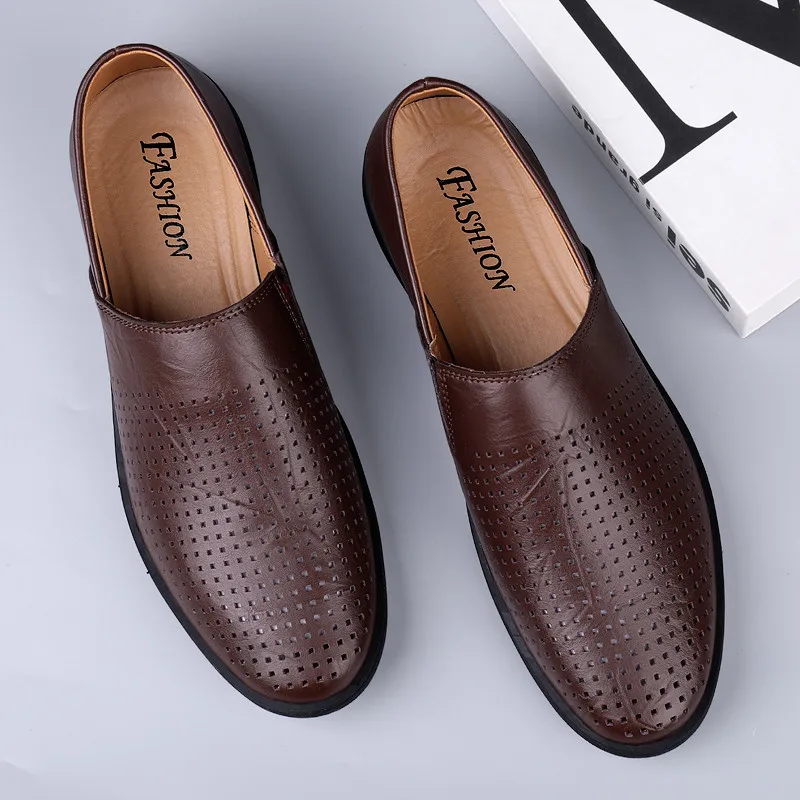 

Wear-resistant Shoes Bullock Men's Casual Leather Trend New 2021 Low Cut Office Business Non-slip Wedding Men Comfortable
